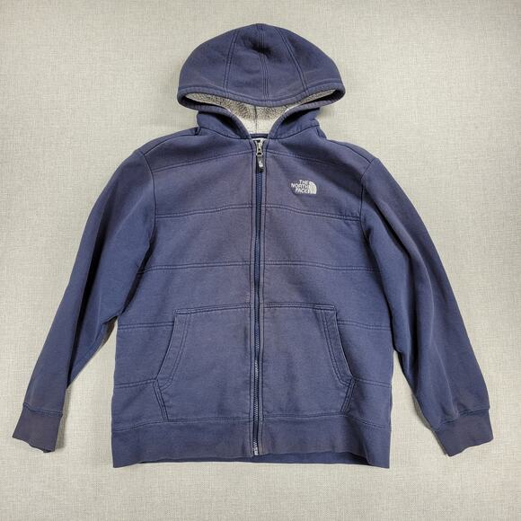The North Face Kids Boys Hoodie Large Blue Full Zip Sherpa Fleece Lined Hoodie - Picture 1 of 16